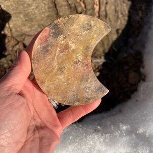 Golden (1) healer moon with stand | crystal